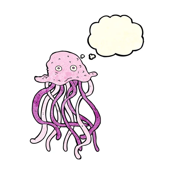 Pulpo de dibujos animados con burbuja de pensamiento — Archivo Imágenes Vectoriales