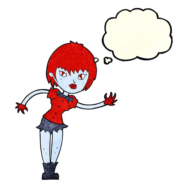 卡通人物吸血鬼女孩带着思想泡泡欢迎 — 图库矢量图片