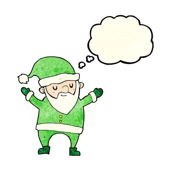 Cartoon dansen santa met gedachte zeepbel — Stockvector