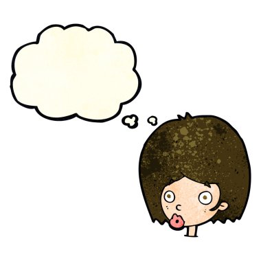 Düşünce baloncuğuyla şaşırmış kadın yüzü