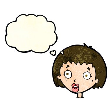 Düşünce baloncuğuyla şaşırmış kadın yüzü