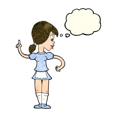 Çizgi film garsonu düşünce balonuyla sipariş veriyor.