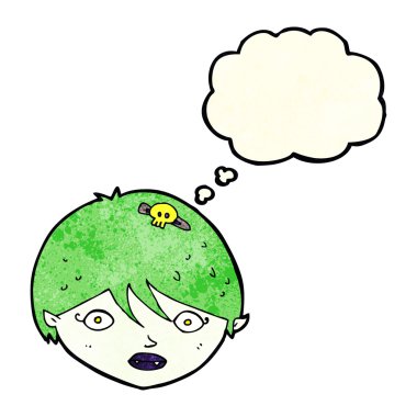 çizgi film vampir yüz düşünce balonu ile