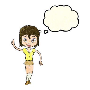 çizgi film kadın yapma noktası düşünce balonu ile