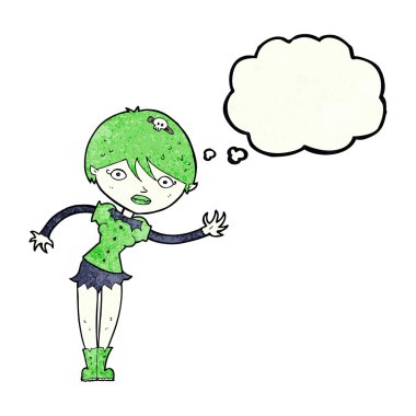 Düşünce baloncuğu olan vampir kız.