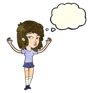 Düşünce baloncuklu güzel kız.