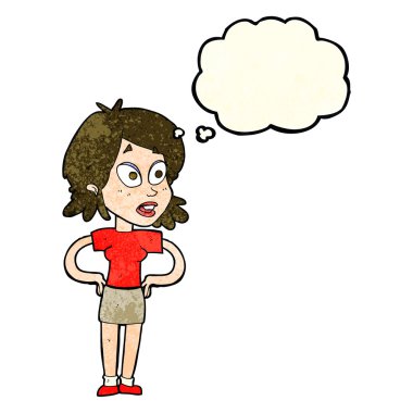 el HIPS düşünce balonu ile kadınla çizgi film