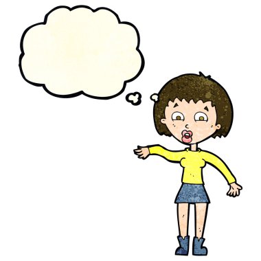 Karikatür, düşünce balonlu kadını şaşırttı.