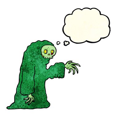 Düşünce baloncuklu tuhaf cadılar bayramı kostümü.