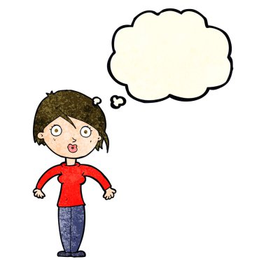 Karikatür, düşünce balonlu kadını şaşırttı.