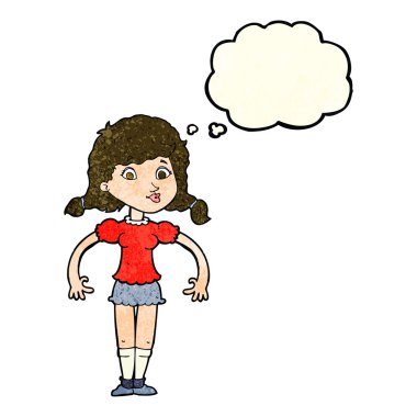 Düşünce baloncuklu güzel kız.