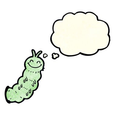 Düşünce baloncuklu çizgi film tırtılı