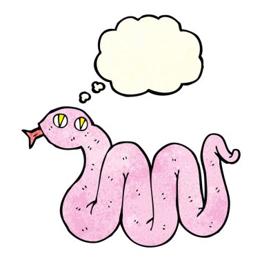 Düşünce baloncuklu komik çizgi film yılanı