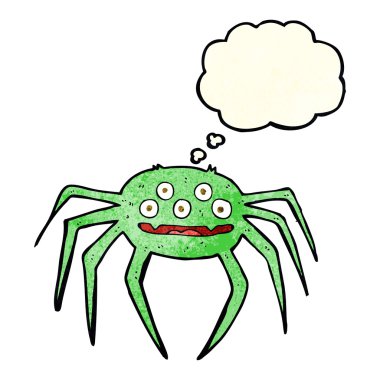 Düşünce balonlu cadılar bayramı örümceği çizgi filmi