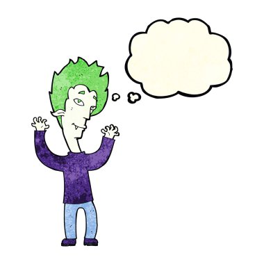 Düşünce baloncuğu olan vampir adam.