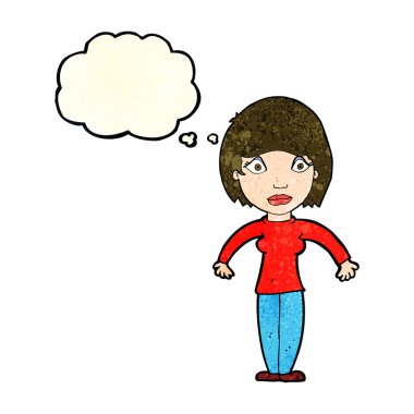 Karikatür, düşünce balonlu kadını şaşırttı.