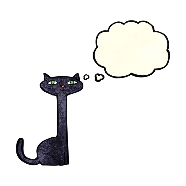 Kreslená černá kočka s myšlenkou bublina — Stockový vektor