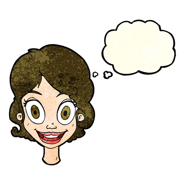 Мультфильм о счастливой женщине с мыльным пузырем — стоковый вектор