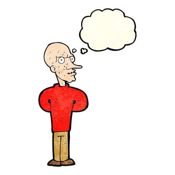 Cartoon evil bald man with thought bubble — Stock Vector