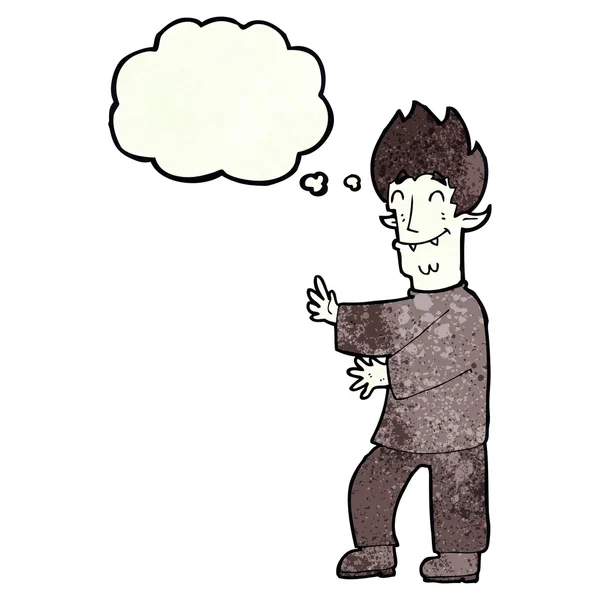 Cartoon erregte Vampir mit Gedankenblase — Stockvektor