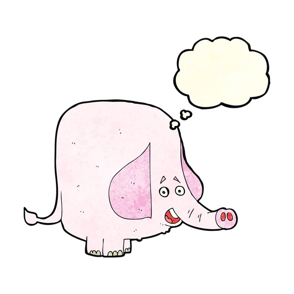 Cartoon roze olifant met gedachte bubble — Stockvector