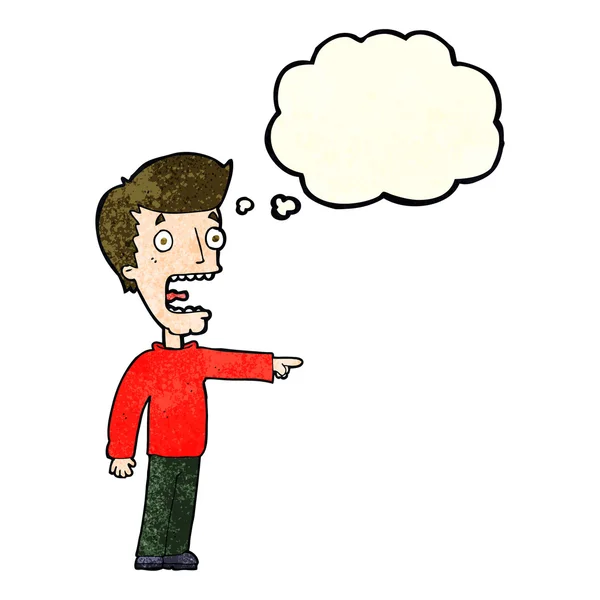 Karikatur erschreckt Mann mit Gedankenblase — Stockvektor