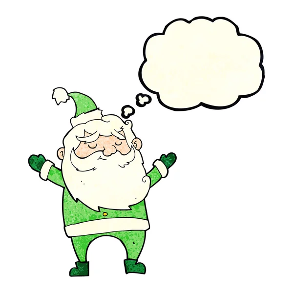 Cartoon happy santa claus with thought bubble — Stock Vector