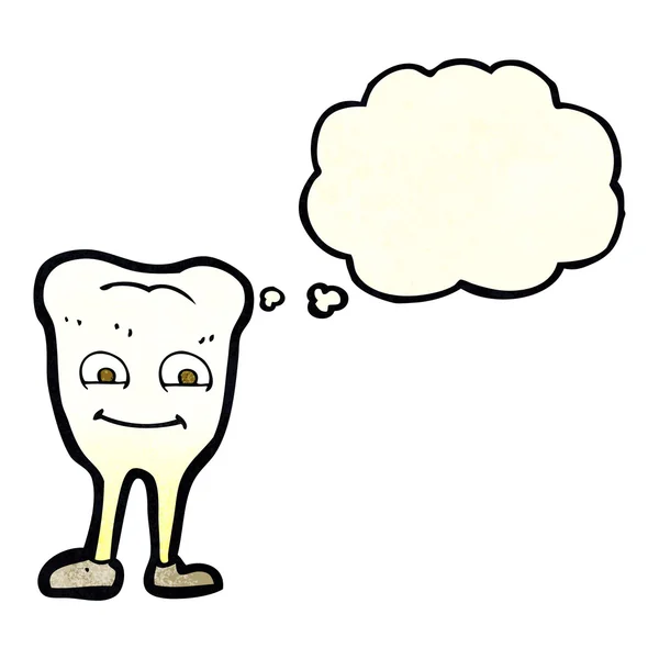 Γελοιογραφία κιτρίνισμα των δοντιών με σκέψη φούσκα — Διανυσματικό Αρχείο