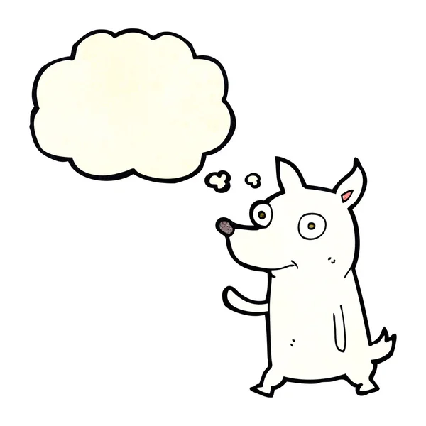 Kartun anjing kecil melambaikan tangan dengan pikiran gelembung - Stok Vektor