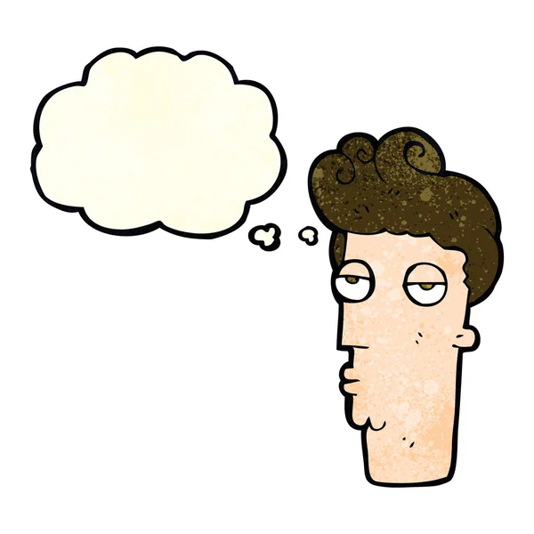 Γελοιογραφία του ανθρώπου βαριούνται πρόσωπο με σκέψη φούσκα — Διανυσματικό Αρχείο
