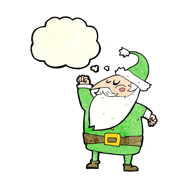Tecknad Santa claus stansar luft med tanke bubbla — Stock vektor