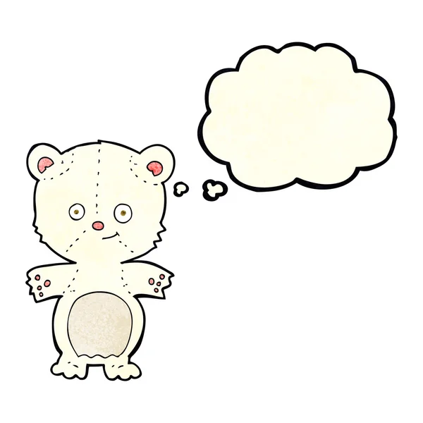 Cartoon polar bear cub with thought bubble — Stock Vector