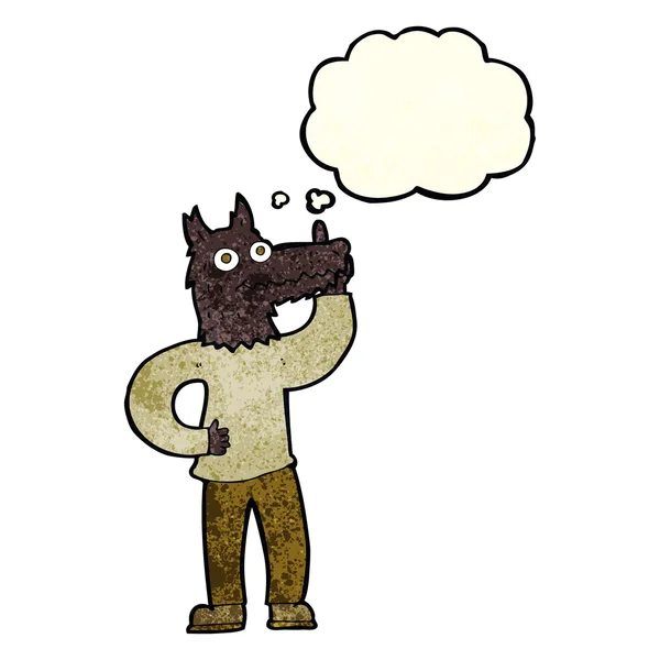 Kreslený vlkodlak s nápadem s myšlenkovou bublinou — Stockový vektor