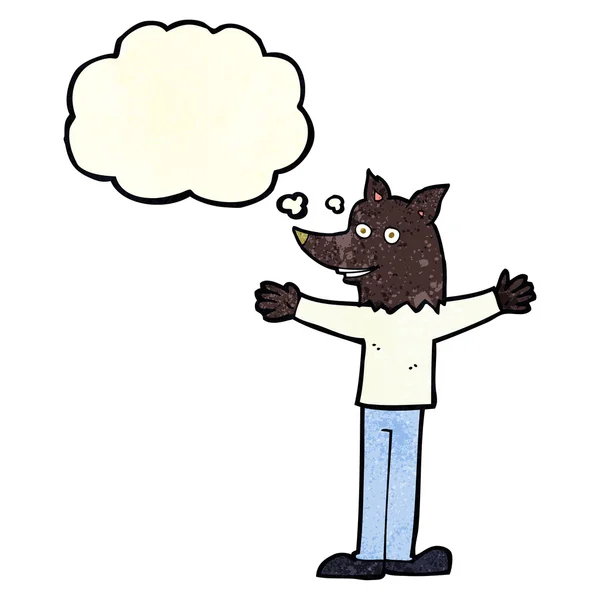 Cartoon Werwolf mit Gedankenblase — Stockvektor