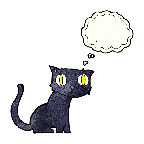 Düşünce balonu ile karikatür siyah kedi — Stok Vektör