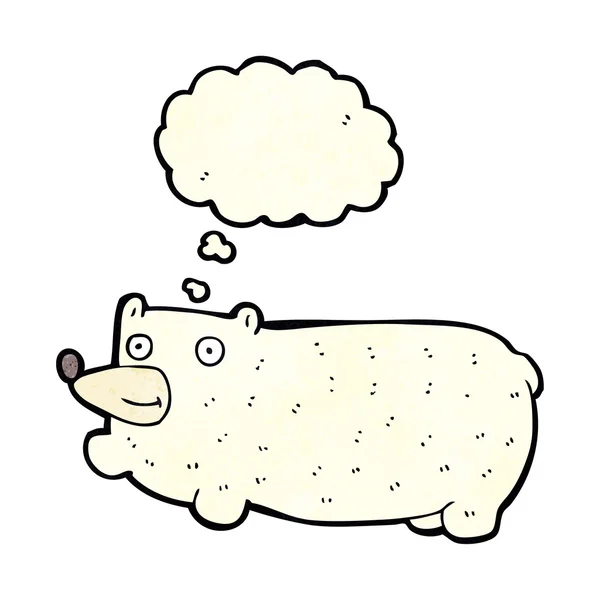 Grappige cartoon beer met gedachte zeepbel — Stockvector