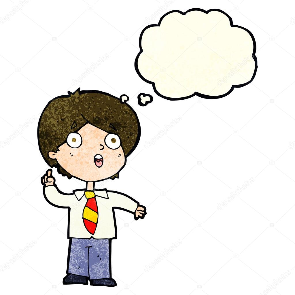 Cartoon Schoolboy Answering Question With Thought Bubble Vector Image By C Lineartestpilot Vector Stock