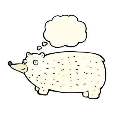 Düşünce baloncuklu komik çizgi film ayısı