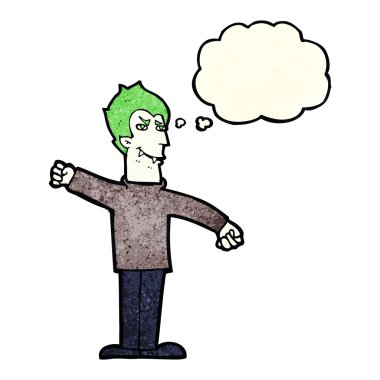 Düşünce baloncuğu olan vampir adam.