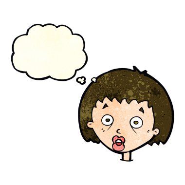 düşünce balonu ile şok kadın karikatür