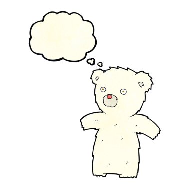 Kutup ayısı düşünce balonu ile karikatür