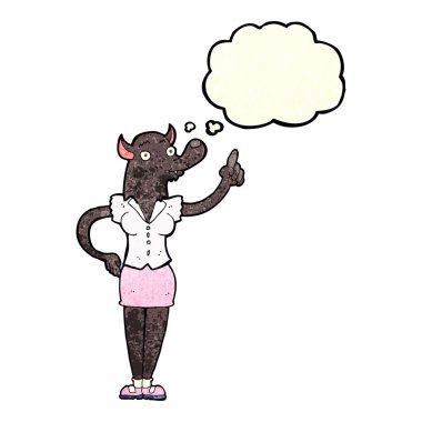 Düşünce baloncuğu fikri olan kurtadam kadın.