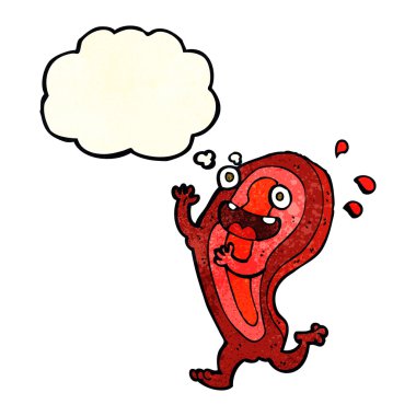 Düşünce baloncuklu et çizgi film karakteri