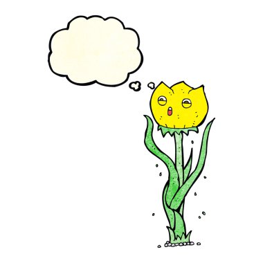 Düşünce baloncuklu karikatür çiçeği