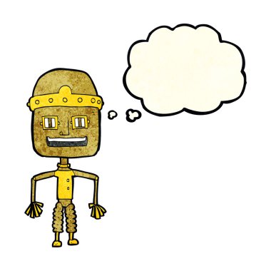 Düşünce baloncuklu komik robot.