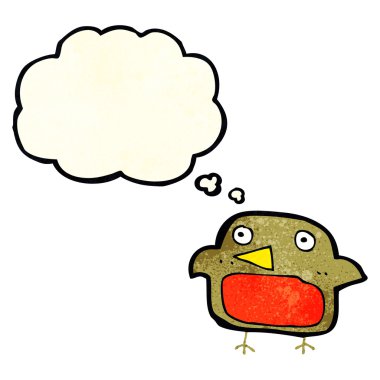 Düşünce baloncuklu çizgi robin