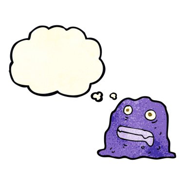 Düşünce baloncuklu çizgi film yaratığı