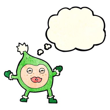 Düşünce baloncuklu komik Noel yaratığı