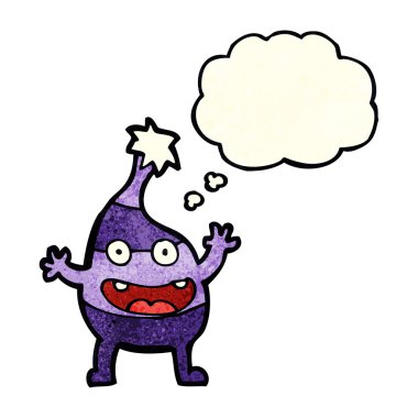 Düşünce baloncuklu komik Noel yaratığı