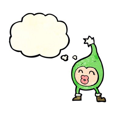 Düşünce baloncuklu komik Noel yaratığı